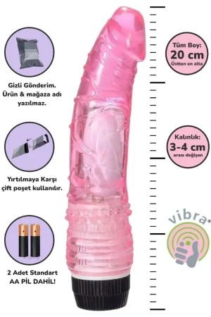 Titreşimli Dildo Kırmızı 20cm
